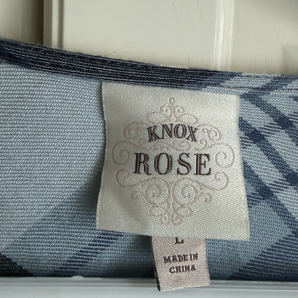 Knox Rose Flannel Top Blouse Womens Large Blue Plaid Tie Front Comfy Cozy‎ - Picture 3 of 8